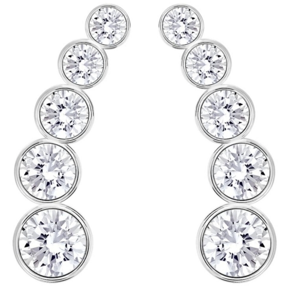 Swarovski White Rhodium Crystal Earrings NWOT - Picture 2 of 5